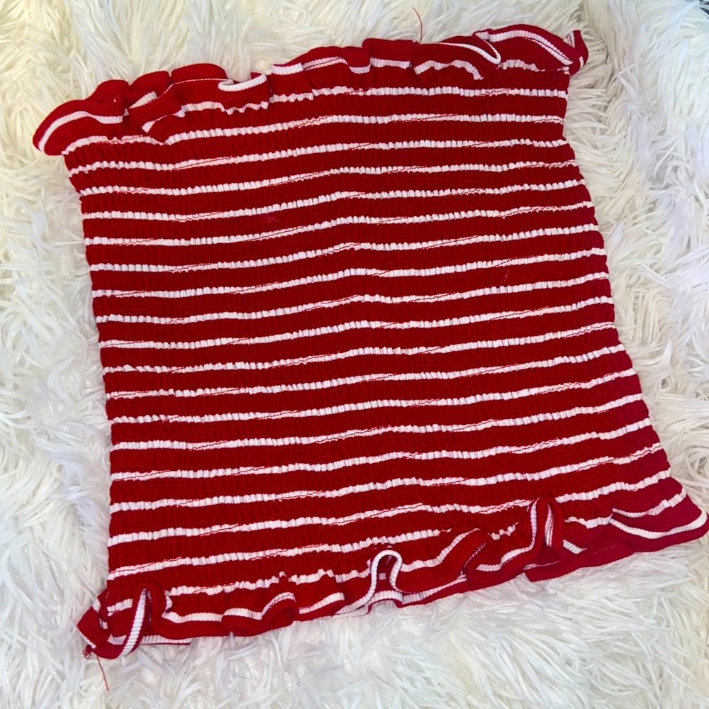Red and white striped ROMWE tube top